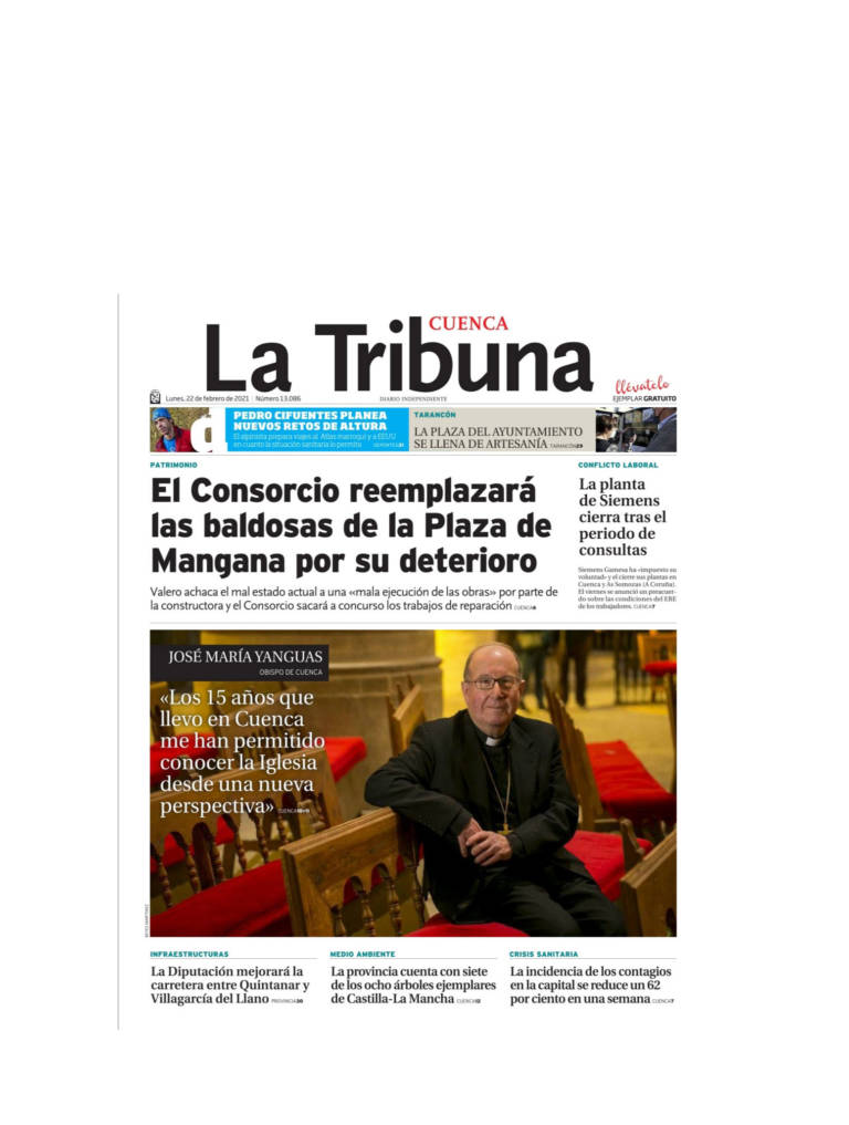 «Cuenca me ha permitido conocer otra realidad de la Iglesia». Entrevista del Sr. Obispo en La Tribuna de Cuenca