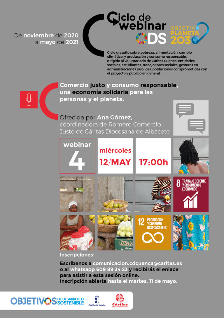 El comercio justo y el consumo responsable, protagonistas de la última webinar de Cáritas Cuenca sobre los ODS y la Agenda 2030
